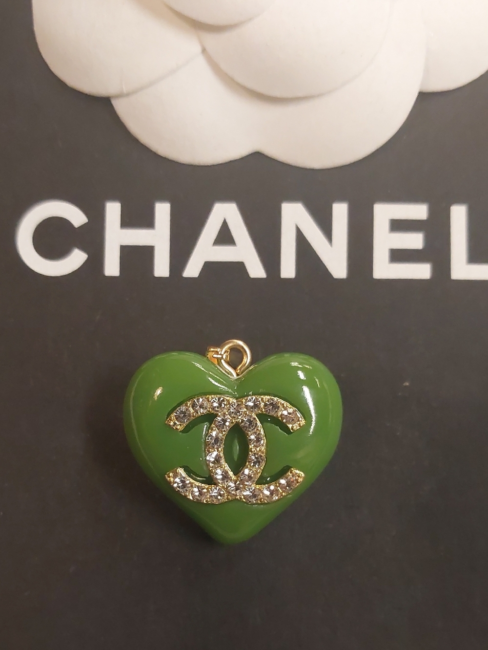 CC Green Heart Crystal Charm Necklace Pendant
